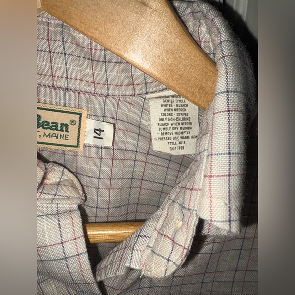 L.L. Bean Vintage plaid Shirt - Red and White Size 14 - Picture 5 of 9